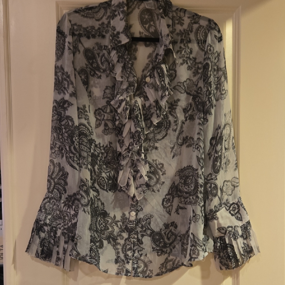 Cabi Blouse Ruffle Button Down